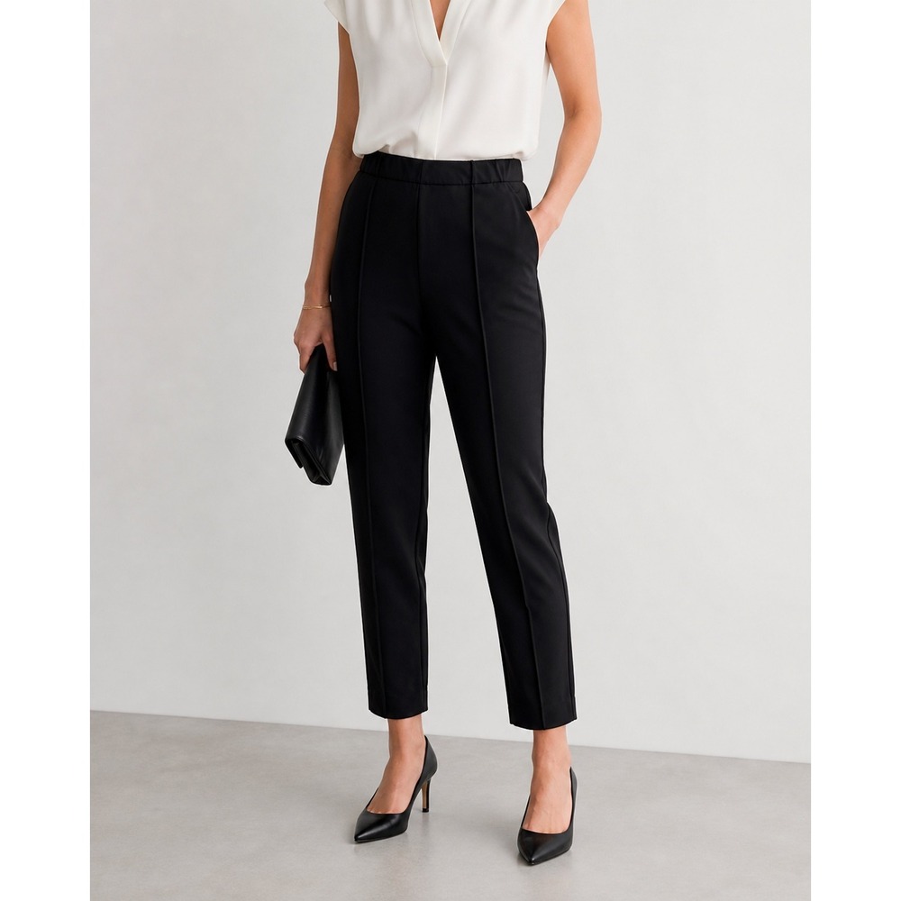 Everlane The Dream Pant Black Knit Pintuck Ankle Pants Women Size Medium